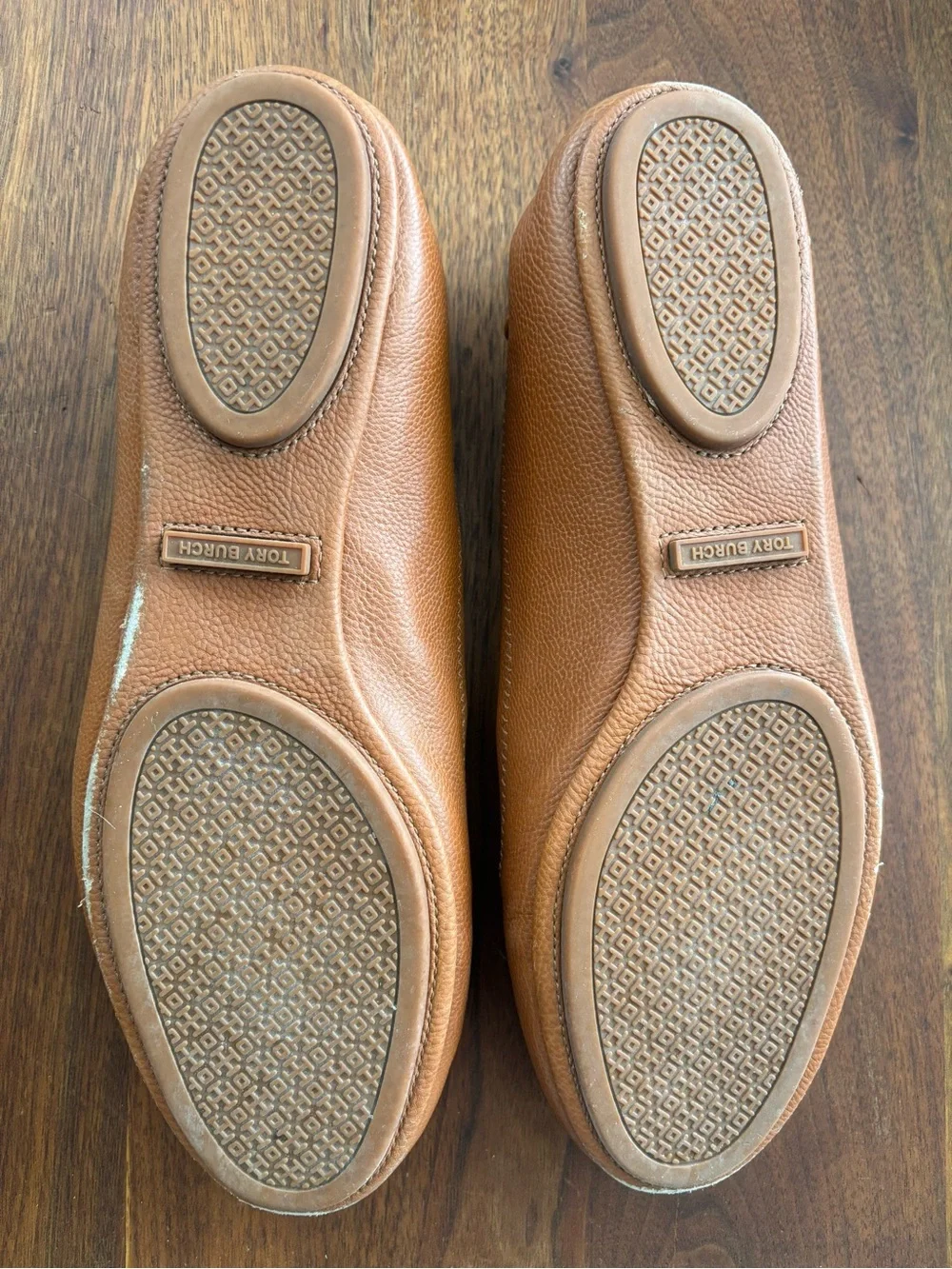 Tory Burch Leather Minnie Travel Ballet Flats in Vintage Vachetta